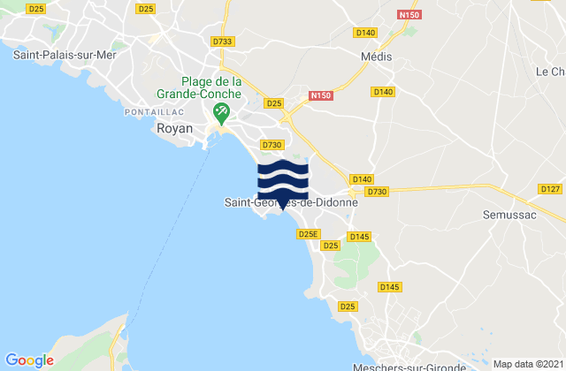 Mapa da tábua de marés em Saint-Georges-de-Didonne, France