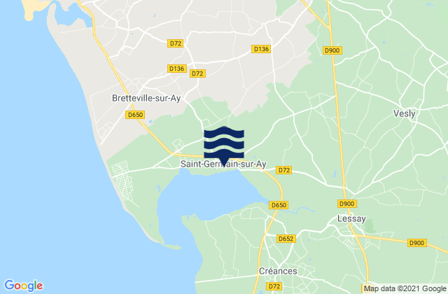 Mapa da tábua de marés em Saint-Germain-sur-Ay, France