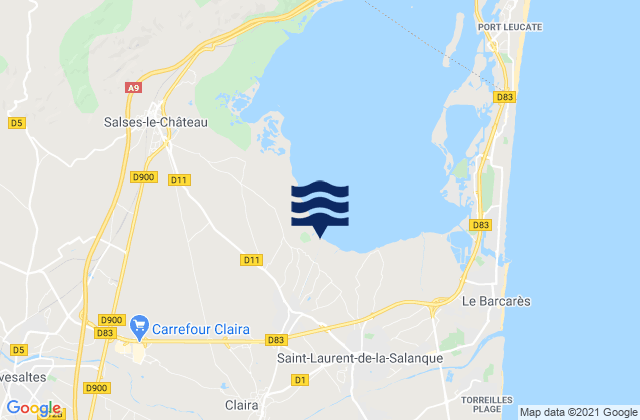Mapa da tábua de marés em Saint-Hippolyte, France