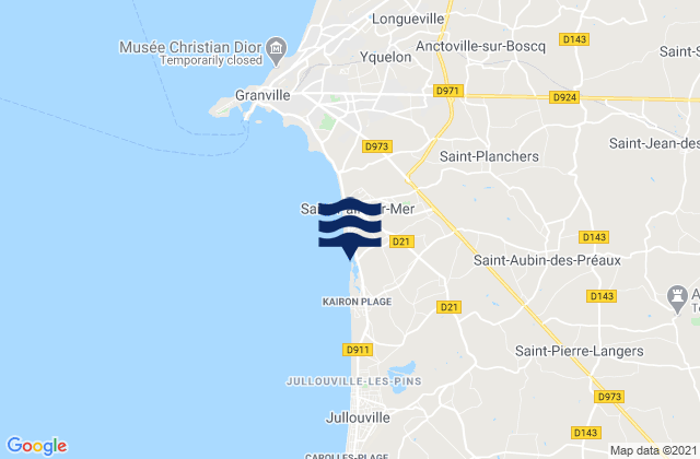 Mapa da tábua de marés em Saint-Jean-des-Champs, France