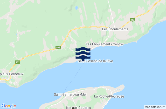 Mapa da tábua de marés em Saint-Joseph-De-La-Rive, Canada