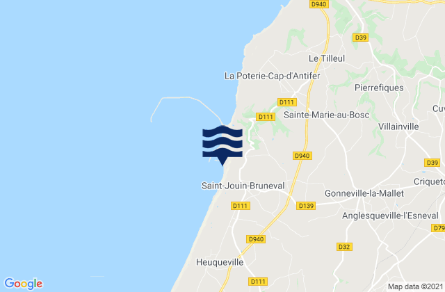 Mapa da tábua de marés em Saint-Jouin-Bruneval, France