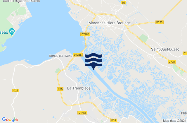 Mapa da tábua de marés em Saint-Just-Luzac, France