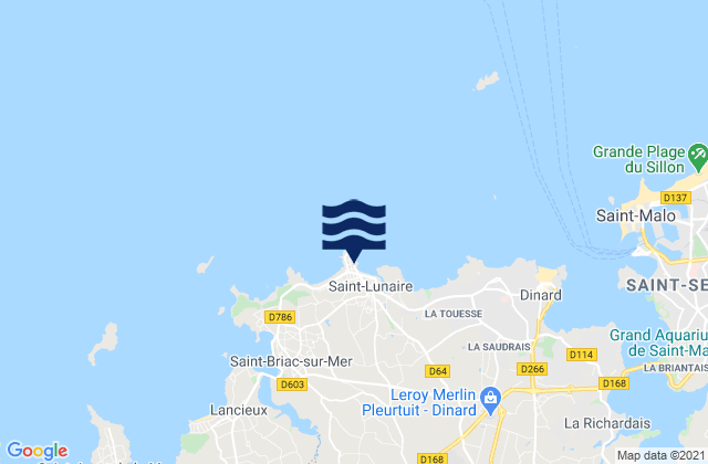 Mapa da tábua de marés em Saint-Lunaire, France