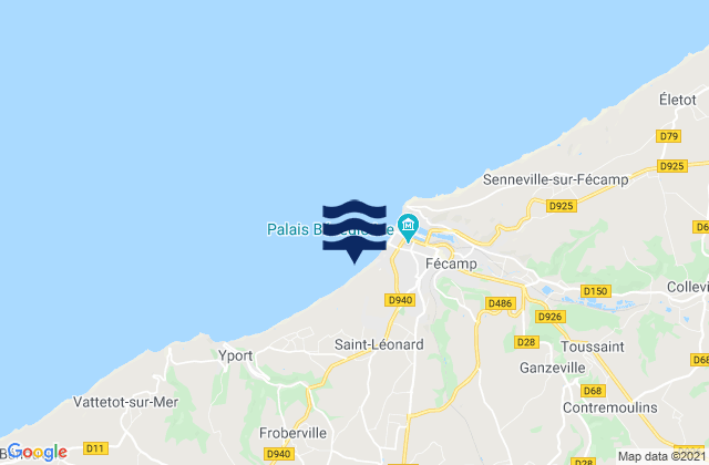 Mapa da tábua de marés em Saint-Léonard, France