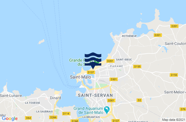Mapa da tábua de marés em Saint-Malo, France