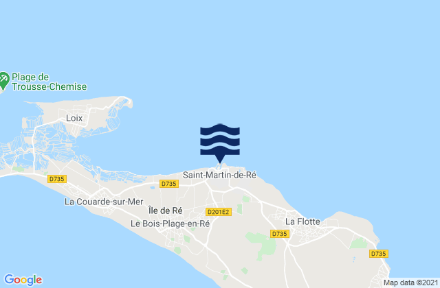 Mapa da tábua de marés em Saint-Martin-de-Ré, France