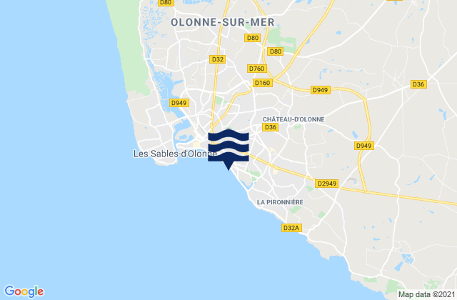 Mapa da tábua de marés em Saint-Mathurin, France