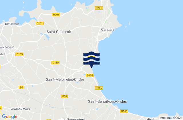 Mapa da tábua de marés em Saint-Méloir-des-Ondes, France