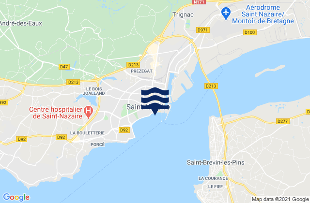 Mapa da tábua de marés em Saint-Nazaire, France