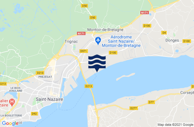 Mapa da tábua de marés em Saint-Nazaire, Nantes Port, France