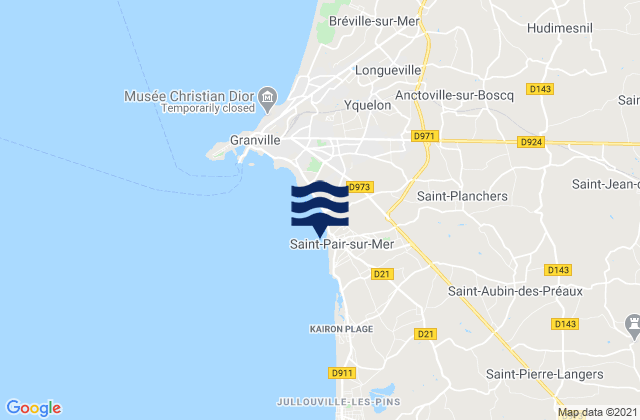 Mapa da tábua de marés em Saint-Pair-sur-Mer, France