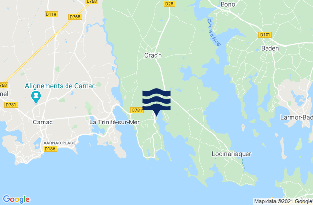 Mapa da tábua de marés em Saint-Philibert, France
