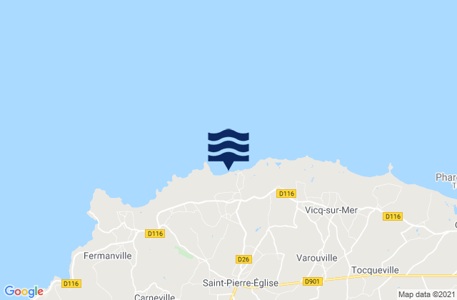 Mapa da tábua de marés em Saint-Pierre-Église, France
