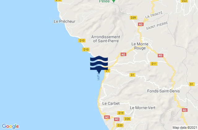 Mapa da tábua de marés em Saint-Pierre, Martinique
