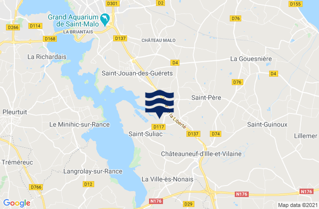 Mapa da tábua de marés em Saint-Père, France