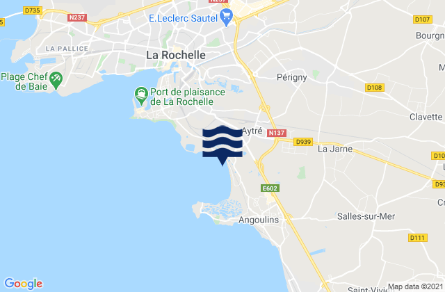 Mapa da tábua de marés em Saint-Rogatien, France