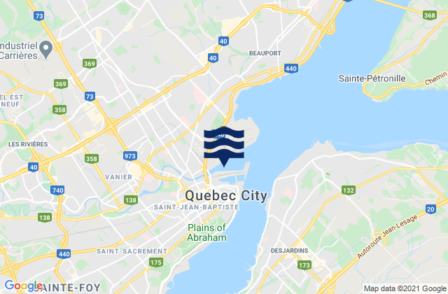 Mapa da tábua de marés em Saint-Romuald, Canada