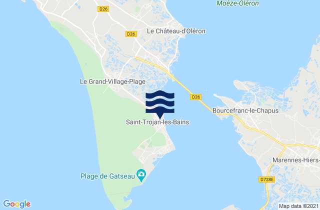 Mapa da tábua de marés em Saint-Trojan-les-Bains, France