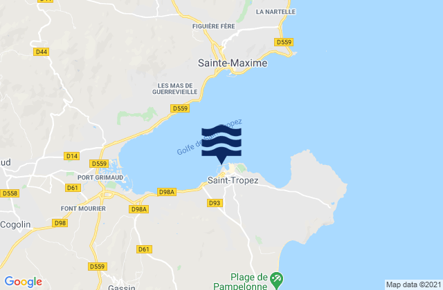Mapa da tábua de marés em Saint-Tropez, France