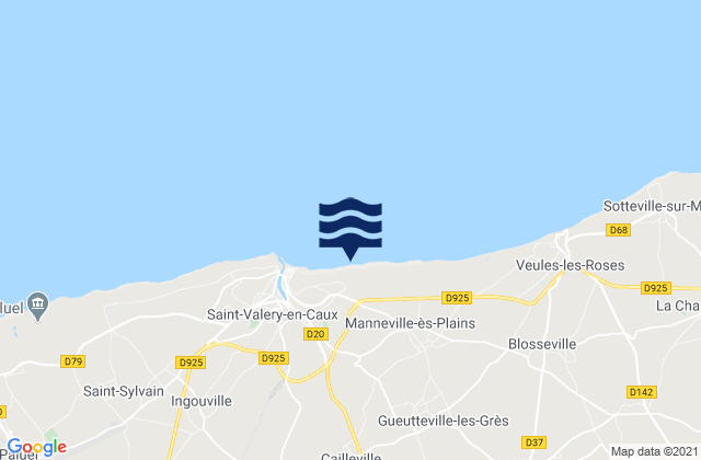 Mapa da tábua de marés em Saint-Valery-en-Caux, France