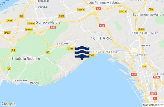 Mapa da tábua de marés em Saint-Victoret, France