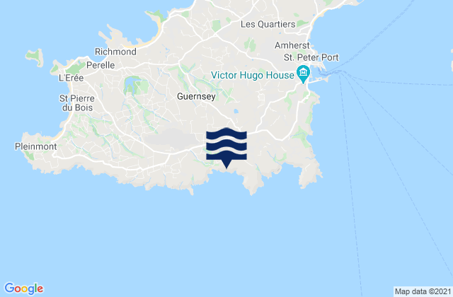 Mapa da tábua de marés em Saint Andrew, Guernsey