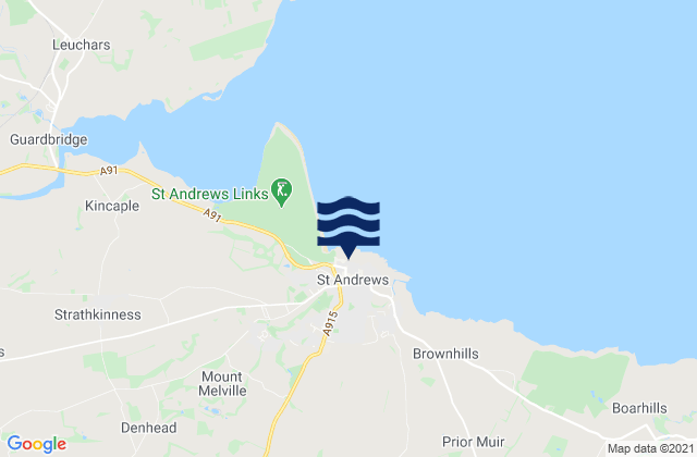 Mapa da tábua de marés em Saint Andrews, United Kingdom