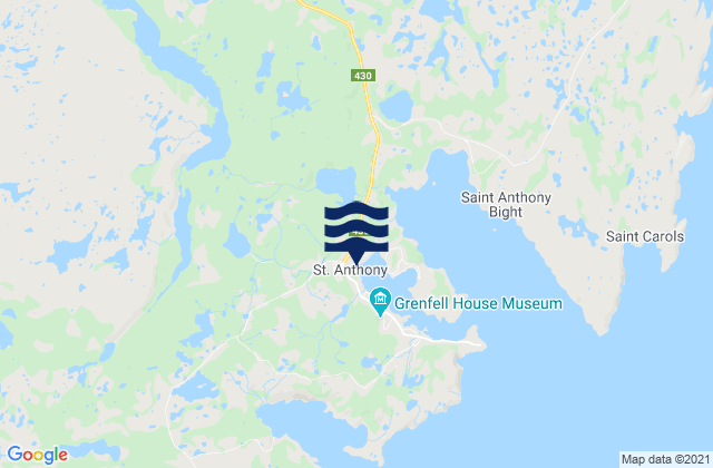 Mapa da tábua de marés em Saint Anthony, Canada