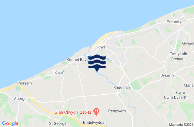 Mapa da tábua de marés em Saint Asaph, United Kingdom