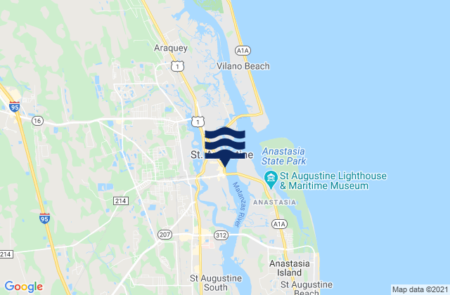 Mapa da tábua de marés em Saint Augustine, United States