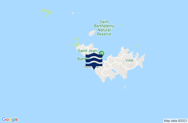 Mapa da tábua de marés em Saint Barthelemy