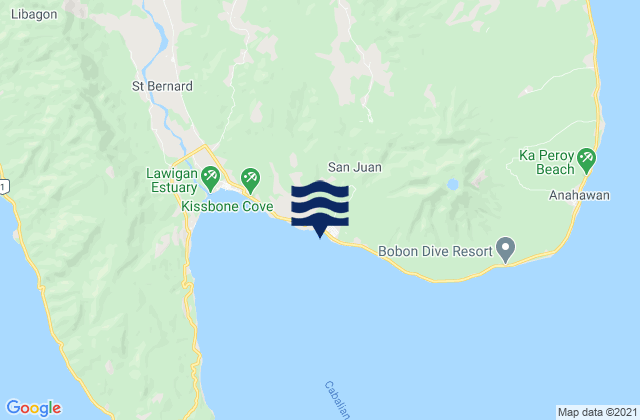 Mapa da tábua de marés em Saint Bernard, Philippines