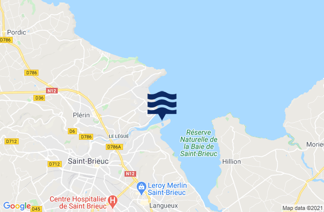 Mapa da tábua de marés em Saint Brieuc, France