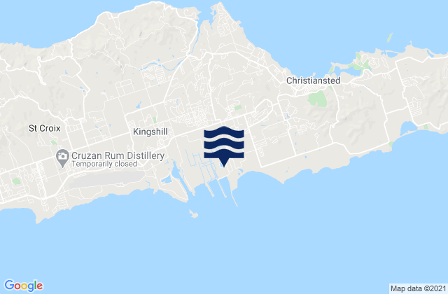 Mapa da tábua de marés em Saint Croix, U.S. Virgin Islands