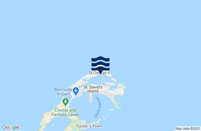 Mapa da tábua de marés em Saint George, Bermuda