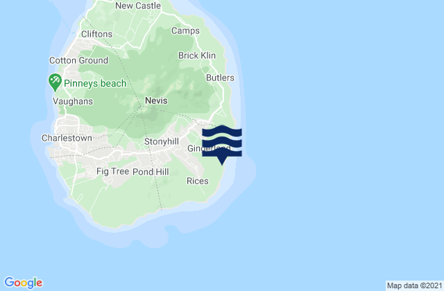 Mapa da tábua de marés em Saint George Gingerland, Saint Kitts and Nevis