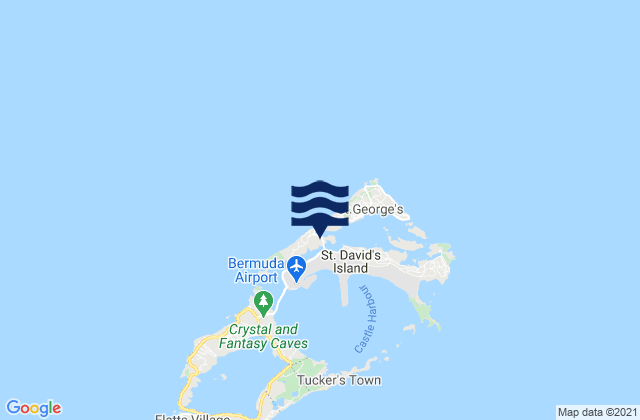 Mapa da tábua de marés em Saint George’s Parish, Bermuda