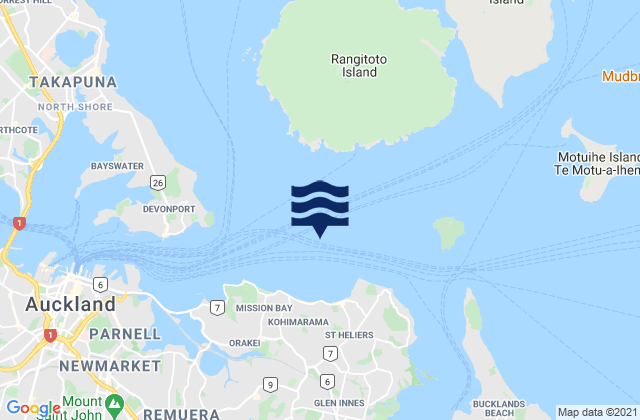 Mapa da tábua de marés em Saint Heliers Bay, New Zealand