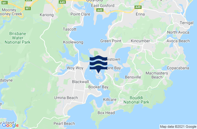 Mapa da tábua de marés em Saint Huberts Island, Australia
