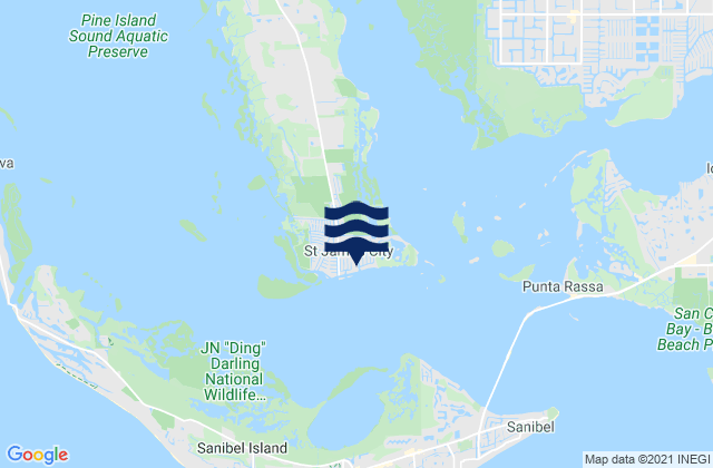 Mapa da tábua de marés em Saint James City, United States