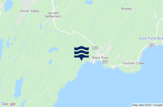Mapa da tábua de marés em Saint John County, Canada