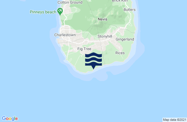 Mapa da tábua de marés em Saint John Figtree, Saint Kitts and Nevis