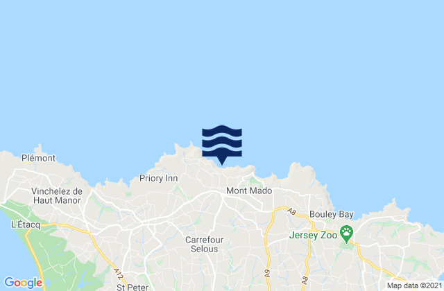 Mapa da tábua de marés em Saint John, Jersey