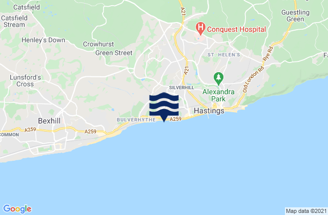 Mapa da tábua de marés em Saint Leonards-on-Sea, United Kingdom