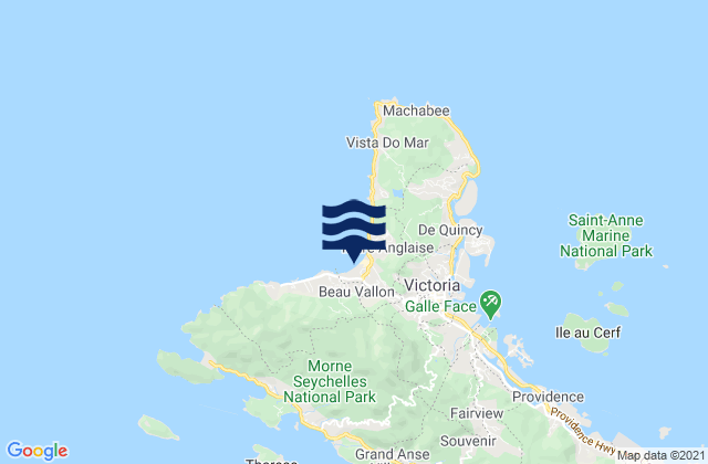 Mapa da tábua de marés em Saint Louis, Seychelles