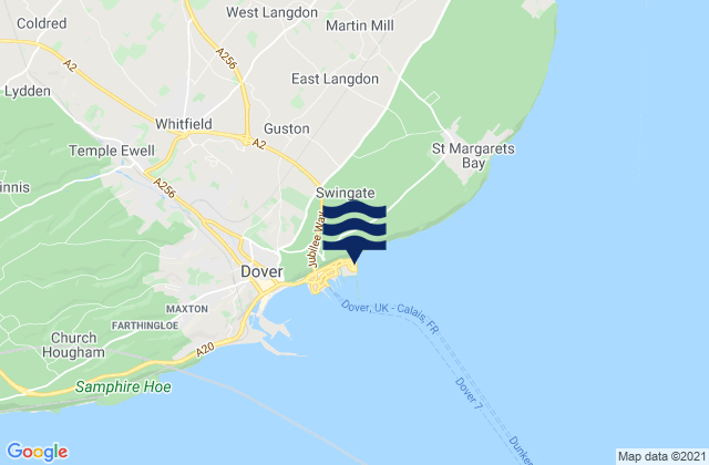 Mapa da tábua de marés em Saint Margarets Bay, United Kingdom