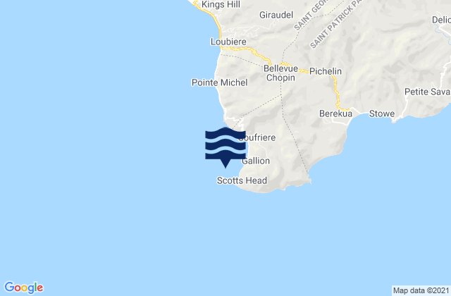 Mapa da tábua de marés em Saint Mark, Dominica