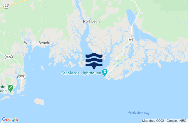 Mapa da tábua de marés em Saint Marks, Saint Marks River, Apalachee Bay, United States