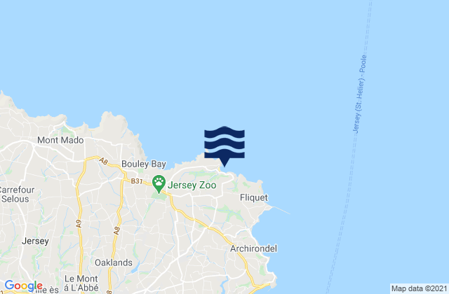 Mapa da tábua de marés em Saint Martin, Jersey